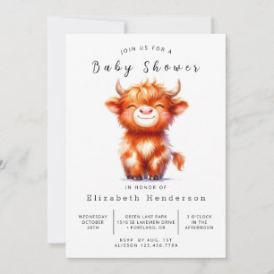 Invitation Happy Classic Graceful Baby shower de vache
