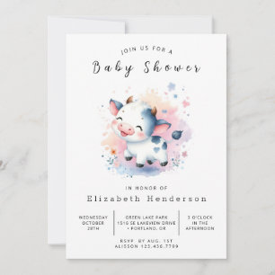 Invitation Happy Cow Baby shower enchanté