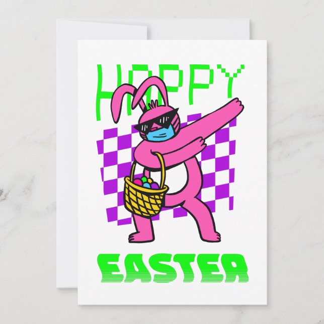 Invitation happy easter bunny sunglasses retro vaporwave (Devant)