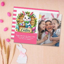 Invitation Happy Easter! Cute Bunny with family photo