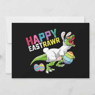 Invitation Happy Easttrawr T Rex Dinosaur Easter Bunny Egg