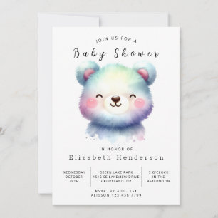 Invitation Happy Editable Bear Baby shower