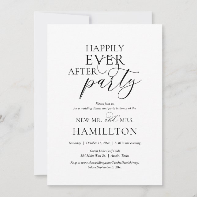 Invitation Happy Ever Après Dîner Mariage et Fête Invita (Devant)