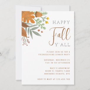 Invitation Happy Fall Y’all Automne Automne Thanksgiving Dîne