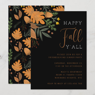 Invitation Happy Fall Y’all Automne part Thanksgiving Dîner