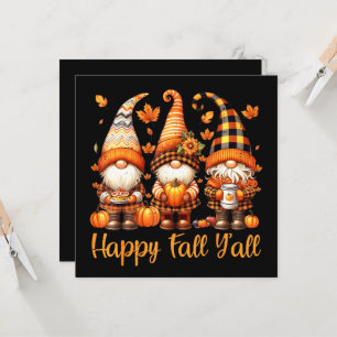Invitation Happy Fall Y'all Gnome Citrouille Automne Thanksgi