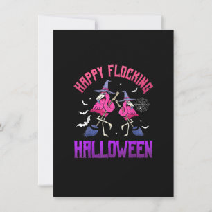 Invitation Happy Flocking Halloween Funny Flamant rose rose s