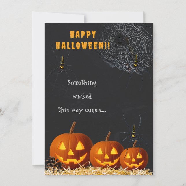 Invitation Happy Halloween Card | Spooky Pumpkin & Spiders (Devant)