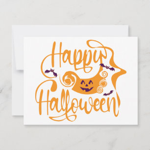 Invitation Happy Halloween chauves-souris Jack-o'-lantern