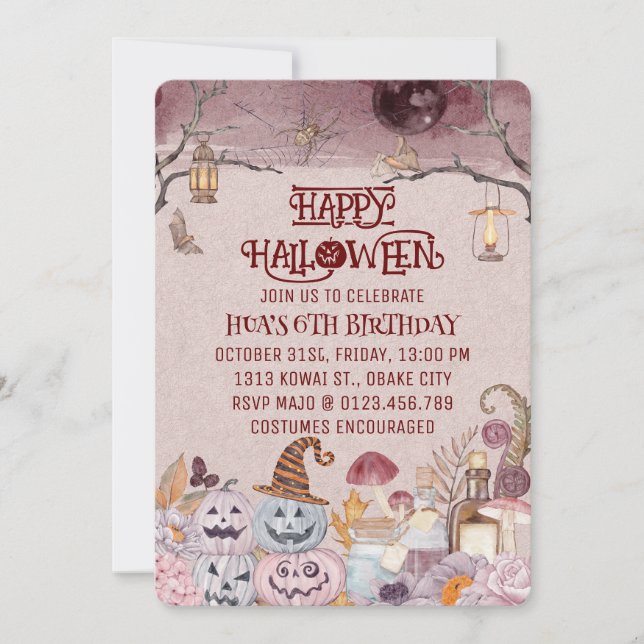 Invitation Happy Halloween Éffrayant Anniversaire Fête Invita (Devant)