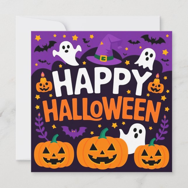 Invitation Happy halloween ghost (Devant)