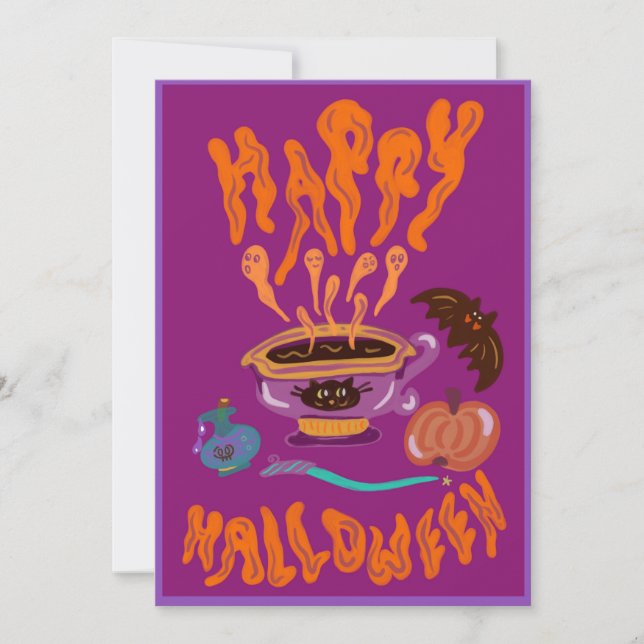 Invitation Happy Halloween potion café boisson de la sorche (Devant)