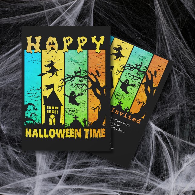Invitation Happy Halloween Time Witch House Ghost Cemetery (Happy Halloween Time Witch House Ghost Cemetery Invitation)