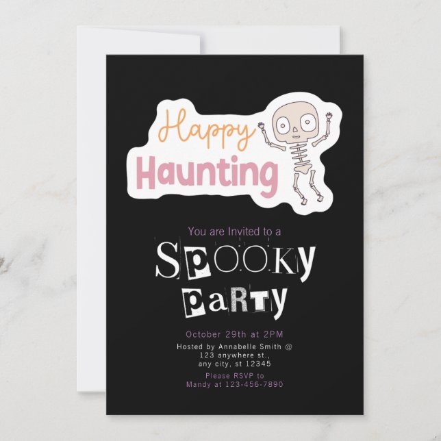 Invitation Happy Hauny Moderne Minimaliste Halloween (Devant)