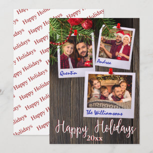 Invitation Happy Holidays Rustic Bulletin Board Photo