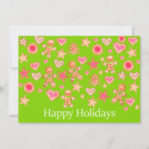 Invitation Happy Holidays watercolor gingerbread cookies
