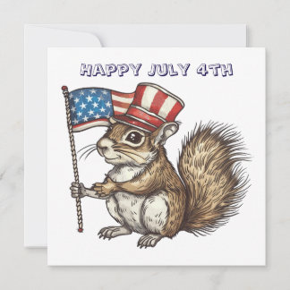 Invitation Happy July 4th squirrel