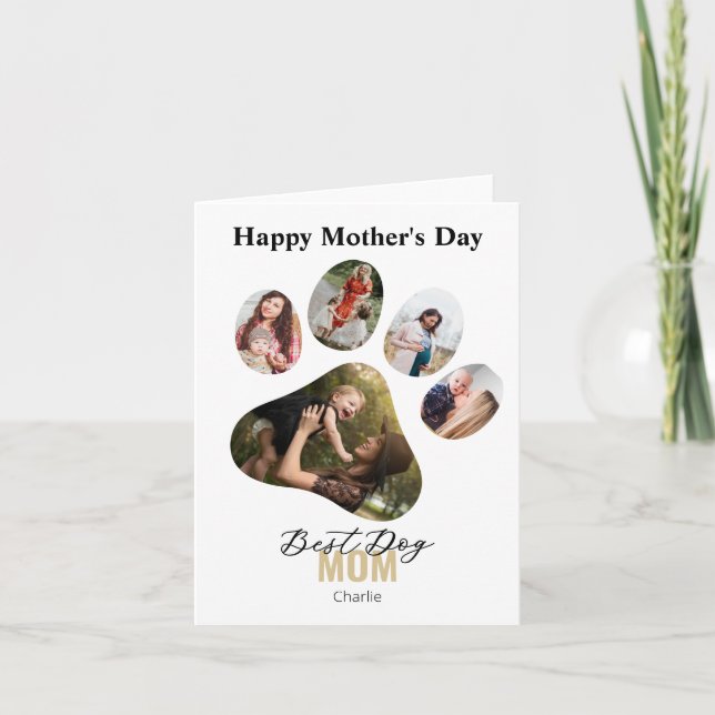 Invitation Happy Mother's day chien paw photo collage (Devant)