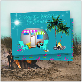 Invitation Happy New Year Camping Greeting Card