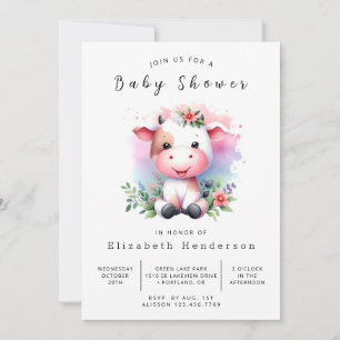 Invitation Happy Simple Cow Baby shower