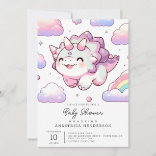 Invitation Happy Simple Dinosaur Baby shower