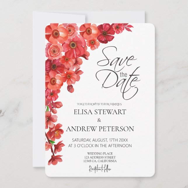 Invitation Happy Wedding Romantic Floral Wedding (Devant)