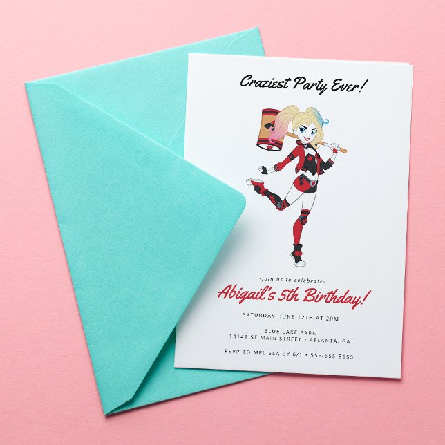 Invitation Harley Quinn Girls Anniversaire (Créateur téléchargé)