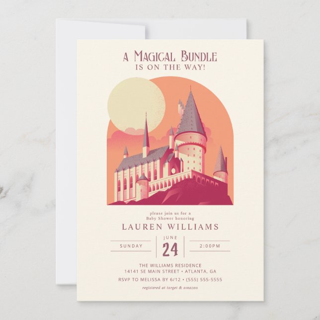 Invitation Harry Potter | Baby shower fille Hogwarts (Devant)