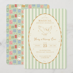 Invitation Harry Potter Hedwig Vert Magique Anniversaire
