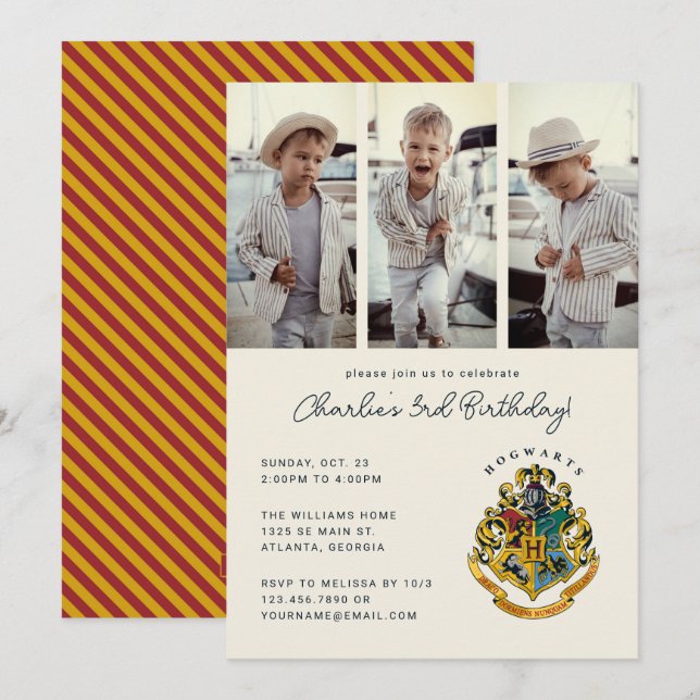 Invitation Harry Potter | Photo d'anniversaire de Hogwarts (Devant / Derrière)