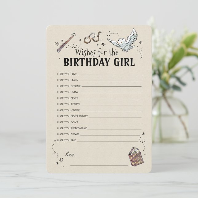 Invitation Harry Potter - Voeux pour la fille d'anniversaire (Debout devant)