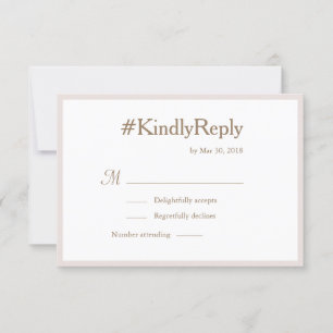 Invitation Hashtag Millennial Blush Gold White Wedding RSVP
