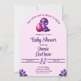 Invitation Hatching Bientôt Baby Dinosaur Baby shower rose