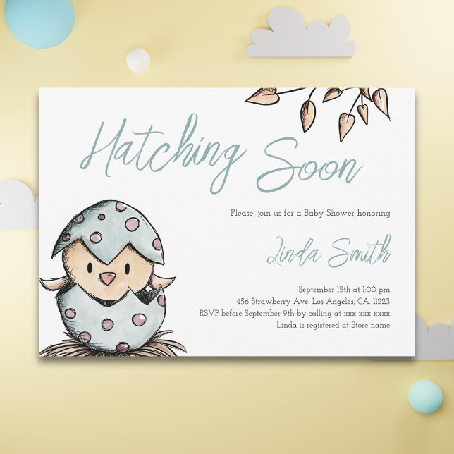 Invitation Hatching Bientôt Bird Baby shower d'aquarelle (Créateur téléchargé)