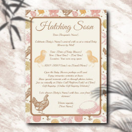 Invitation Hatching Bientôt Chicken Girl Baby shower par cour