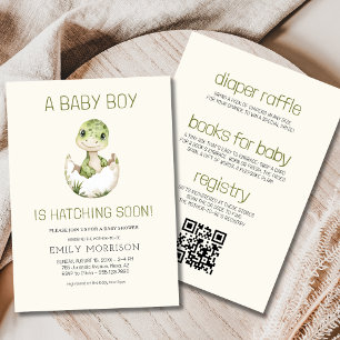Invitation Hatching Bientôt tout en un Dinosaur Baby Boy Douc