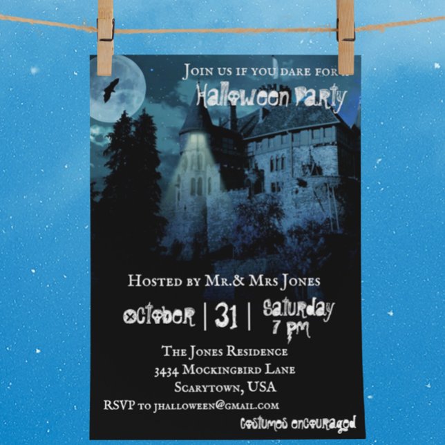 Invitation Hauné Mansion Castle House Nuit Halloween (Créateur téléchargé)