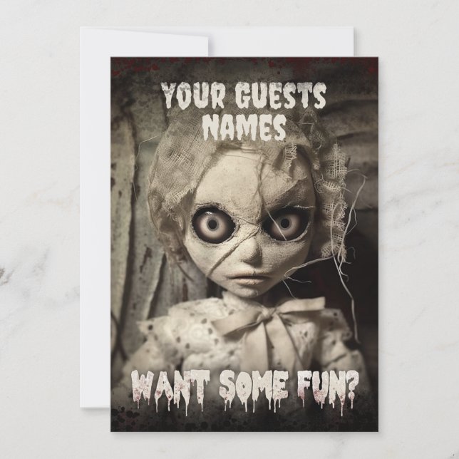 Invitation Haunée Poupée Déplaisante Adulte Halloween Party (Devant)
