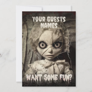 Invitation Haunée Poupée Déplaisante Adulte Halloween Party