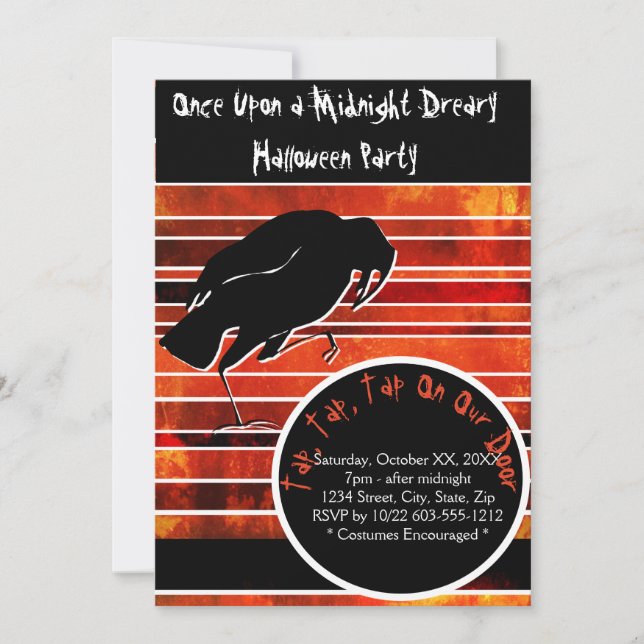 Invitation Hauning Raven Poe Inspiré Plus Halloween En (Devant)