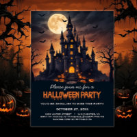 Haunted Castle Bats Arbres Éffrayant Halloween Par