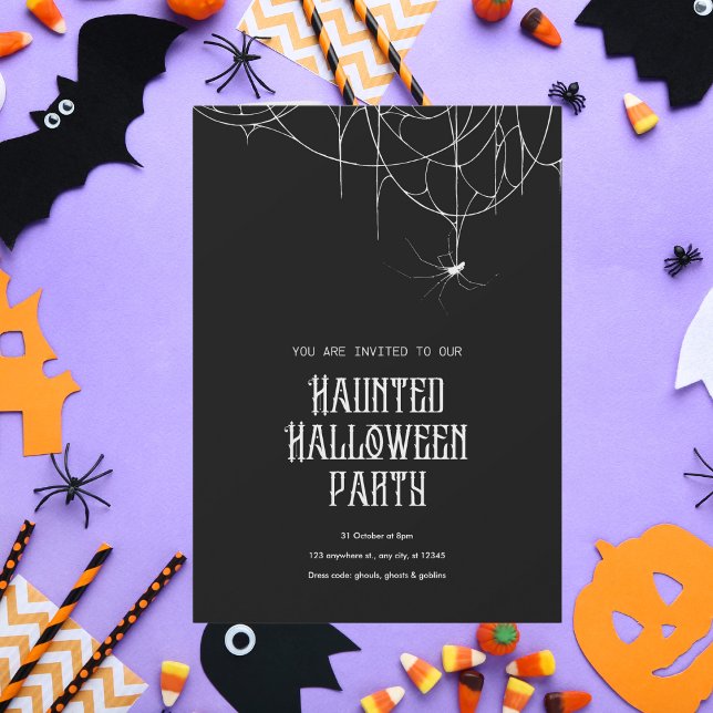 Invitation Haunted Halloween Party Spider Web (Créateur téléchargé)