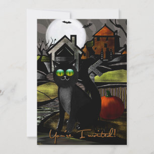 Invitation Haunted Hills Folk Art HALLOWEEN