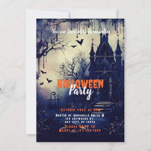 Invitation Haunted House Flying Bats Déplaisant Halloween Par