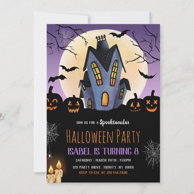 Invitation Haunted House Halloween fête d'anniversaire (Devant)