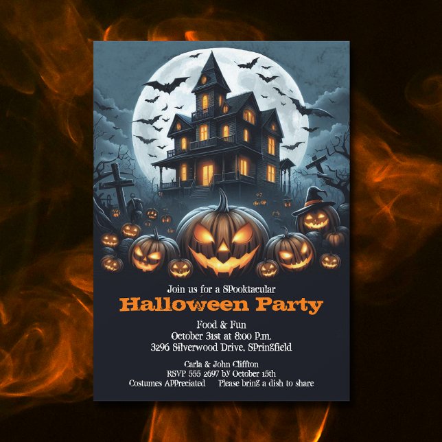 Invitation Haunted House Halloween Party (Haunted House Halloween Party Invitations)