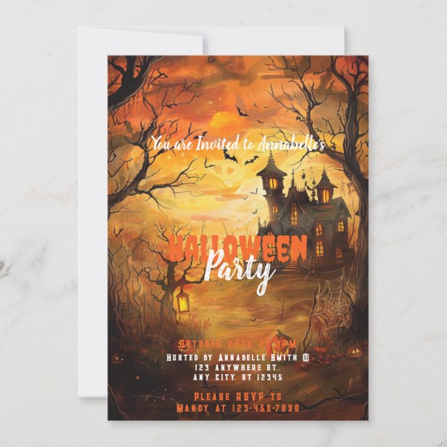 Invitation Haunted House Jack-o' Lanterns Halloween Party (Devant)