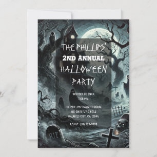 Invitation Haunting Night Effrayant Haunted Maison Halloween 