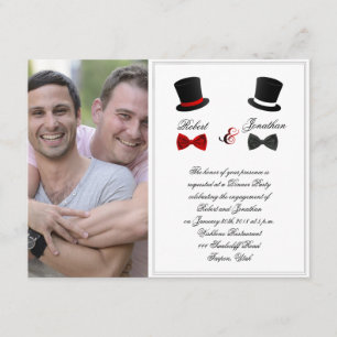 Invitation Haut chapeaux et Cravates Gay Mariage Fiançailles