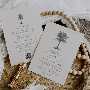 Invitation Havana Palm Palm Tree Vintage tout en un Mariage